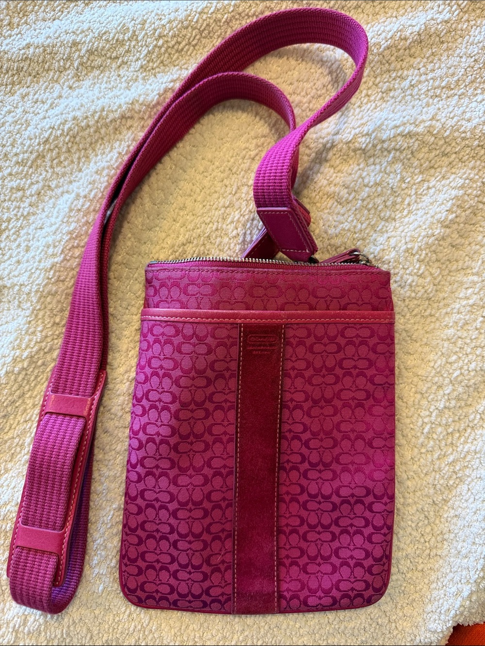 Coach Women's Pink Signature-Pattern Crossbody Bag